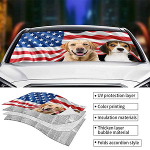 Custom Photo The Road To Heart Is Paved With Pawprints - Dog & Cat Personalized Custom Auto Windshield Sunshade, Car Window Protector - Gift For Pet Owners, Pet Lovers