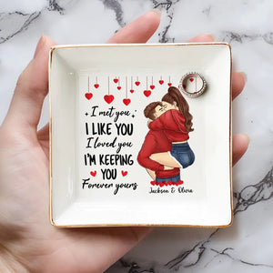 Our Hearts Speak The Same Language - Couple Personalized Custom Jewelry Dish - Gift For Husband Wife, Anniversary