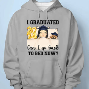 I Graduated, Can I Go Back To Bed Now  - Family Personalized Custom Unisex T-shirt, Hoodie, Sweatshirt - Graduation Gift For Family Members, Siblings, Brothers, Sisters