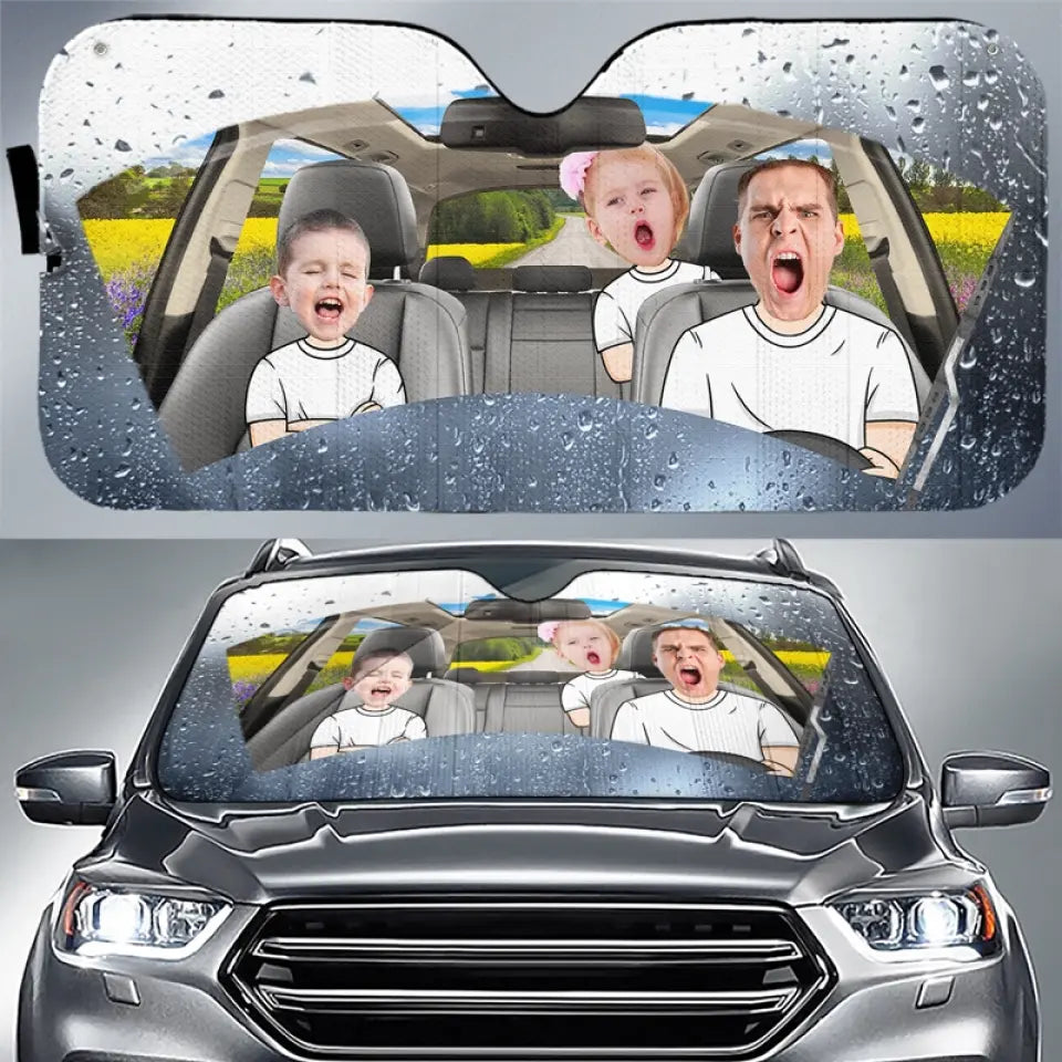 Custom Photo Four Wheels, One Family Bond - Family Personalized Custom Auto Windshield Sunshade, Car Window Protector - Gift For Family Members