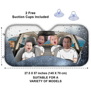 Custom Photo Four Wheels, One Family Bond - Family Personalized Custom Auto Windshield Sunshade, Car Window Protector - Gift For Family Members