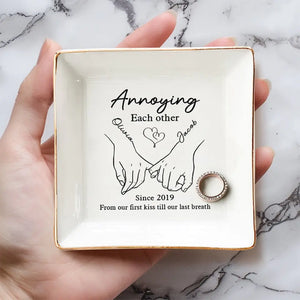 To Love, Laughter, And Happily Ever After - Couple Personalized Custom Jewelry Dish - Gift For Husband Wife, Anniversary