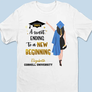 A Sweet Ending To A New Beginning  - Family Personalized Custom Unisex T-shirt, Hoodie, Sweatshirt - Graduation Gift For Family Members, Siblings, Brothers, Sisters