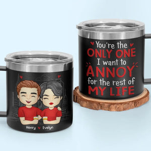 Congrats On Being My Husband, You Lucky Bastard - Couple Personalized Custom 14oz Stainless Steel Tumbler With Handle - Gift For Husband Wife, Anniversary