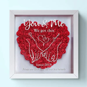 Never Above You, Never Below You. Always Beside You - Couple Personalized Custom Flower Shadow Box - Gift For Husband Wife, Anniversary