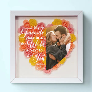 Custom Photo If I Know What Love Is, It Is Because Of You - Couple Personalized Custom Flower Shadow Box - Gift For Husband Wife, Anniversary