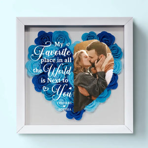 Custom Photo If I Know What Love Is, It Is Because Of You - Couple Personalized Custom Flower Shadow Box - Gift For Husband Wife, Anniversary