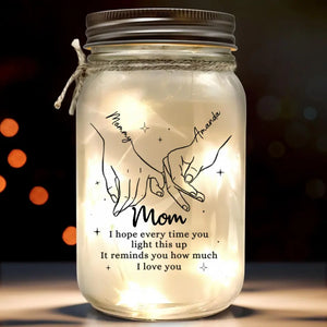 Mom, The Heart Of The Family - Family Personalized Custom Mason Jar Light - Gift For Mom, Grandma