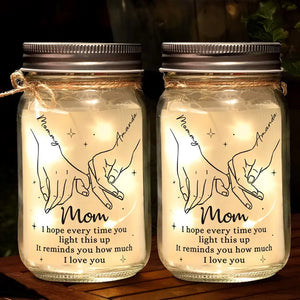 Mom, The Heart Of The Family - Family Personalized Custom Mason Jar Light - Gift For Mom, Grandma