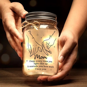 Mom, The Heart Of The Family - Family Personalized Custom Mason Jar Light - Gift For Mom, Grandma