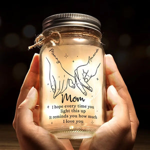 Mom, The Heart Of The Family - Family Personalized Custom Mason Jar Light - Gift For Mom, Grandma