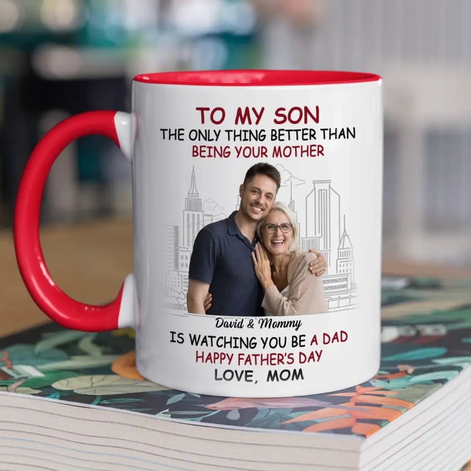 Custom Photo My Son Is My Pride And Joy - Family Personalized Custom Accent Mug - Father's Day, Gift For Son