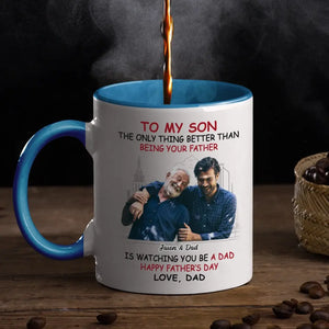 Custom Photo My Son Is My Pride And Joy - Family Personalized Custom Accent Mug - Father's Day, Gift For Son