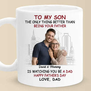 Custom Photo A Son Is A Love Letter - Family Personalized Custom Mug - Father's Day, Gift For Son