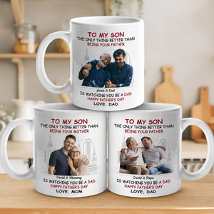 Custom Photo A Son Is A Love Letter - Family Personalized Custom Mug - Father's Day, Gift For Son