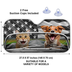 Custom Photo Let's Go On An Adventure - Dog & Cat Personalized Custom Auto Windshield Sunshade, Car Window Protector - Gift For Pet Owners, Pet Lovers