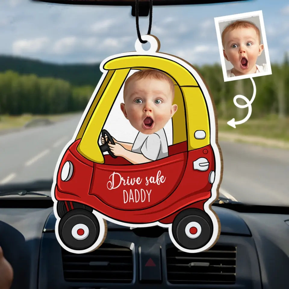 Custom Photo Get Home Safe, We Love You - Family Personalized Custom Car Air Freshener - Gift For Dad, Grandpa