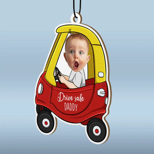 Custom Photo Get Home Safe, We Love You - Family Personalized Custom Car Air Freshener - Gift For Dad, Grandpa