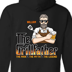 The Grillfather - Family Personalized Custom Back Printed Unisex T-shirt, Hoodie, Sweatshirt - Father's Day, Gift For Dad, Grandpa