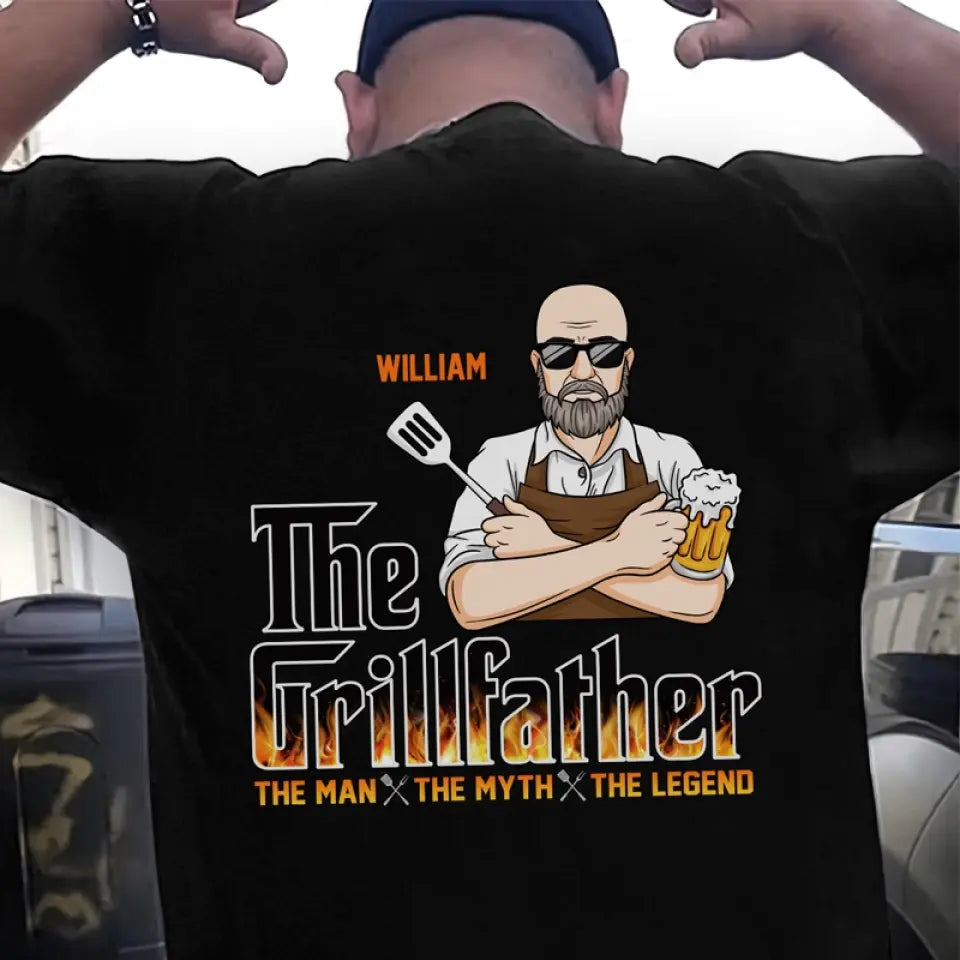 The Grillfather - Family Personalized Custom Back Printed Unisex T-shirt, Hoodie, Sweatshirt - Father's Day, Gift For Dad, Grandpa