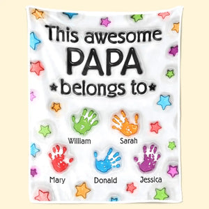 This Awesome Dad Belongs To Me - Family Personalized Custom 3D Inflated Effect Printed Blanket - Father's Day, Gift For Dad, Grandpa