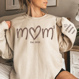 Mom Means Everything - Family Personalized Custom Embroidered Sweatshirt - Mother's Day, Gift For Mom, Grandma