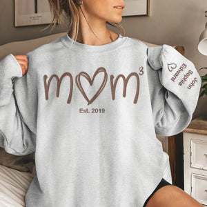 Mom Means Everything - Family Personalized Custom Embroidered Sweatshirt - Mother's Day, Gift For Mom, Grandma