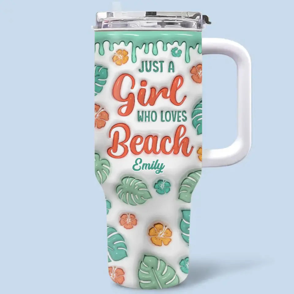 I Felt Like Summer Had Taken Me Over - Bestie Personalized Custom 3D Inflated Effect Printed 40 Oz Stainless Steel Tumbler With Handle - Summer Vacation Gift For Best Friends, BFF, Sisters