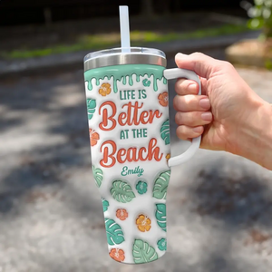 I Felt Like Summer Had Taken Me Over - Bestie Personalized Custom 3D Inflated Effect Printed 40 Oz Stainless Steel Tumbler With Handle - Summer Vacation Gift For Best Friends, BFF, Sisters