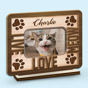 Custom Photo Happiness Is A Warm Puppy - Dog & Cat  Personalized Custom Shaped 2-Layered Wooden Plaque With Flat Stand - House Warming Gift For Pet Owners, Pet Lovers