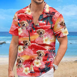 Custom Photo Summertime Is Calling Me - Dog & Cat Personalized Custom Unisex Tropical Hawaiian Aloha Shirt - Summer Vacation Gift, Gift For Pet Owners, Pet Lovers