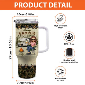 Leave The Road, Take The Trails - Camping Personalized Custom 40 Oz Stainless Steel Tumbler With Handle - Gift For Camping Lovers