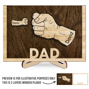 Proud Father Of A Few Kids - Family Personalized Custom 2-Layered Wooden Plaque With Stand - Father's Day, Gift For Dad, Grandpa