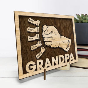 Proud Father Of A Few Kids - Family Personalized Custom 2-Layered Wooden Plaque With Stand - Father's Day, Gift For Dad, Grandpa