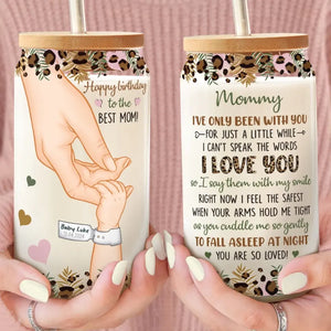 You Cuddle Me So Gently - Family Personalized Custom Glass Cup, Iced Coffee Cup - Mother's Day, Baby Shower Gift, Gift For First Mom