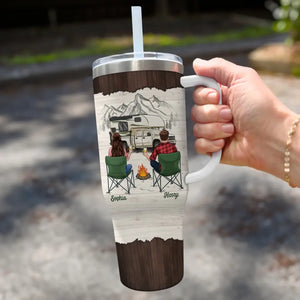 Find Joy In The Journey - Camping Personalized Custom 40 Oz Stainless Steel Tumbler With Handle - Gift For Camping Lovers