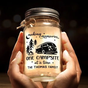 Home Is Where You Park It - Camping Personalized Custom Mason Jar Light - Gift For Couple, Husband Wife, Camping Lovers