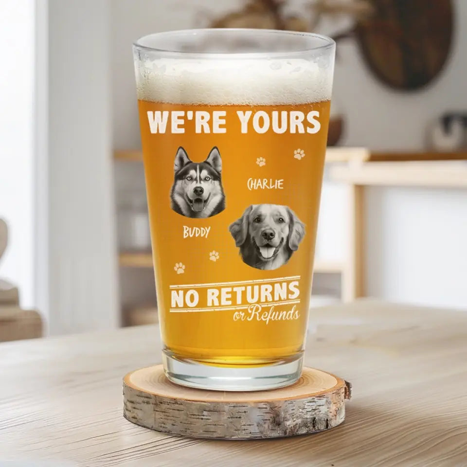 Custom Photo I Work Until Beer O’Clock - Dog & Cat Personalized Custom Beer Glass - Gift For Pet Owners, Pet Lovers