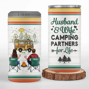 Making Memories One Campsite At A Time - Camping Personalized Custom 4 In 1 Can Cooler Tumbler - Gift For Couple, Husband Wife, Camping Lovers