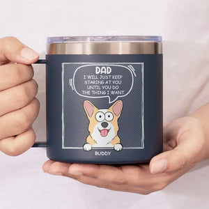 Furry Friends Make The Best Friends - Dog & Cat Personalized Custom 14oz Stainless Steel Tumbler With Handle - Gift For Pet Owners, Pet Lovers