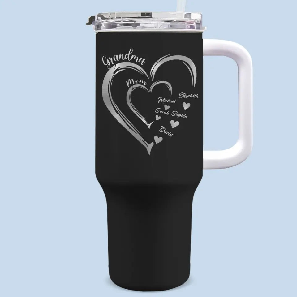 Thank You For Everything You Do - Family Personalized Custom 40 Oz Stainless Steel Tumbler With Handle - Gift For Mom, Grandma