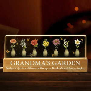 Grandma's Garden - Family Personalized Custom Acrylic Letters 3D LED Night Light - Gift For Mom, Grandma