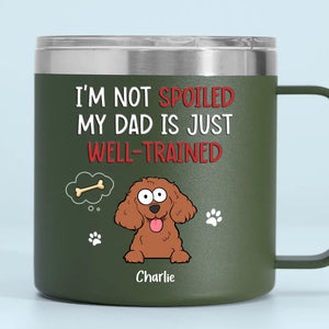 Pets Are The Family We Choose - Dog & Cat Personalized Custom 14oz Stainless Steel Tumbler With Handle - Gift For Pet Owners, Pet Lovers