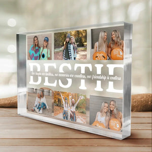 Custom Photo Our Laughs Are Limitless & Our Memories Are Countless - Bestie Personalized Custom Rectangle Shaped Acrylic Plaque - Gift For Best Friends, BFF, Sisters