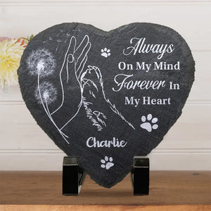 You Left Paw Prints On My Heart Forever - Memorial Personalized Custom Heart Shaped Stone With Stand - Sympathy Gift For Pet Owners, Pet Lovers