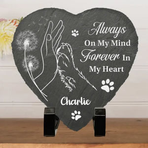 You Left Paw Prints On My Heart Forever - Memorial Personalized Custom Heart Shaped Stone With Stand - Sympathy Gift For Pet Owners, Pet Lovers