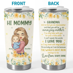 The World's Best Mom Belongs To Me - Family Personalized Custom Tumbler - Mother's Day, Baby Shower Gift, Gift For First Mom