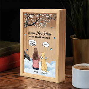 You Left Paw Prints On My Heart - Memorial Personalized Custom Frame Light Box - Sympathy Gift For Pet Owners, Pet Lovers