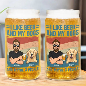 I Like Beer And My Dogs - Dog Personalized Custom Glass Cup, Iced Coffee Cup -  Gift For Pet Owners, Pet Lovers