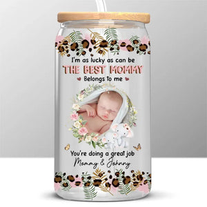 Custom Photo Welcome To The World - Family Personalized Custom Glass Cup, Iced Coffee Cup - Gift For Mom